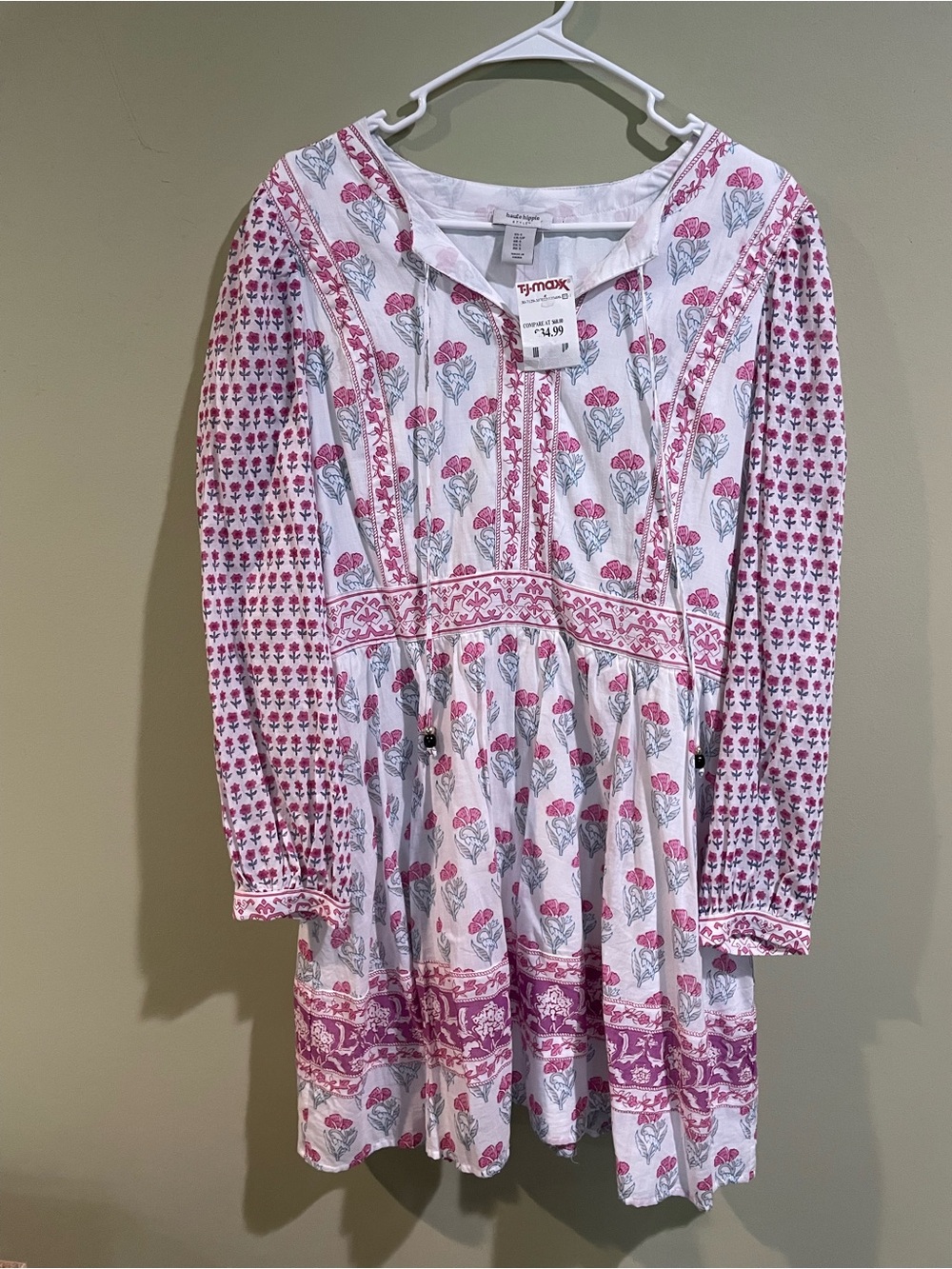 Haute Hippie White Dress with Pink Floral Print